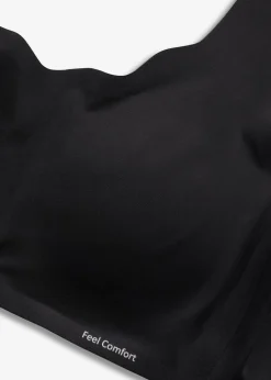 bonprix Seamless|Bhs^​​​​Wattierter Feel Comfort Lasercut T-Shirt BH ohne Bügel schwarz
