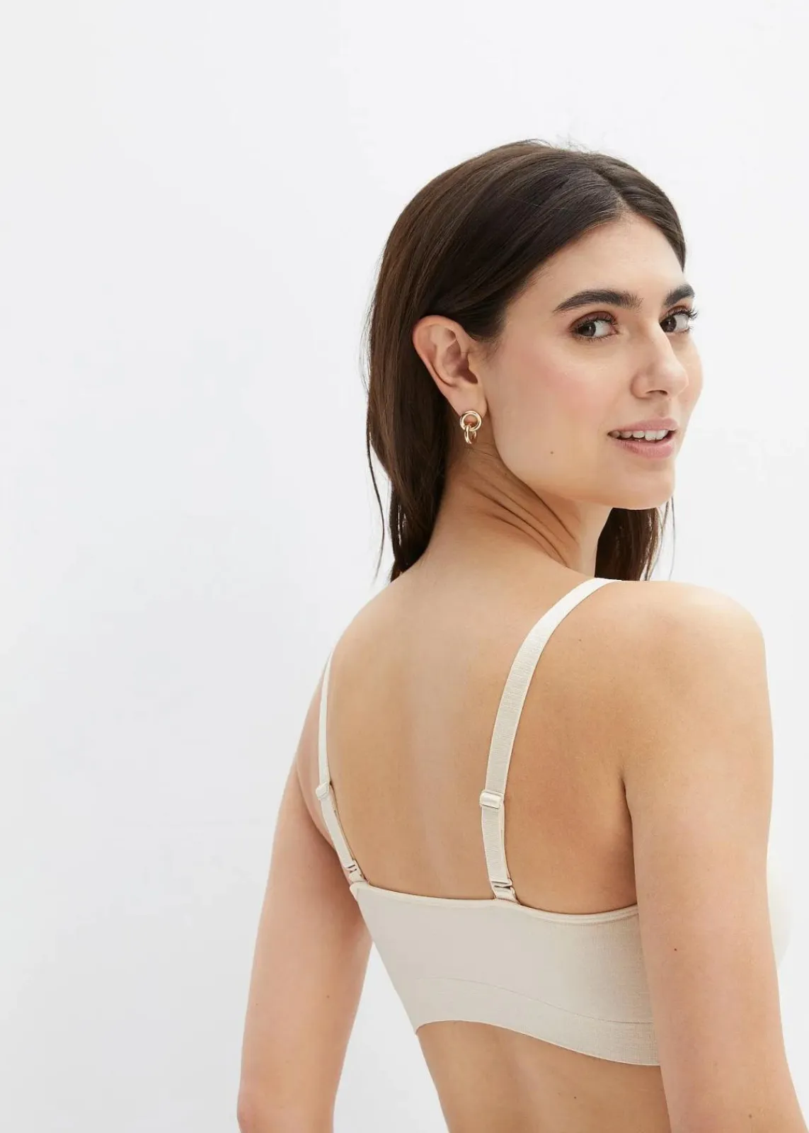 bonprix Seamless|Bhs^Wattierter Feel Comfort Seamless Bandeau-BH mit abnehmbaren Trägern sandbeige