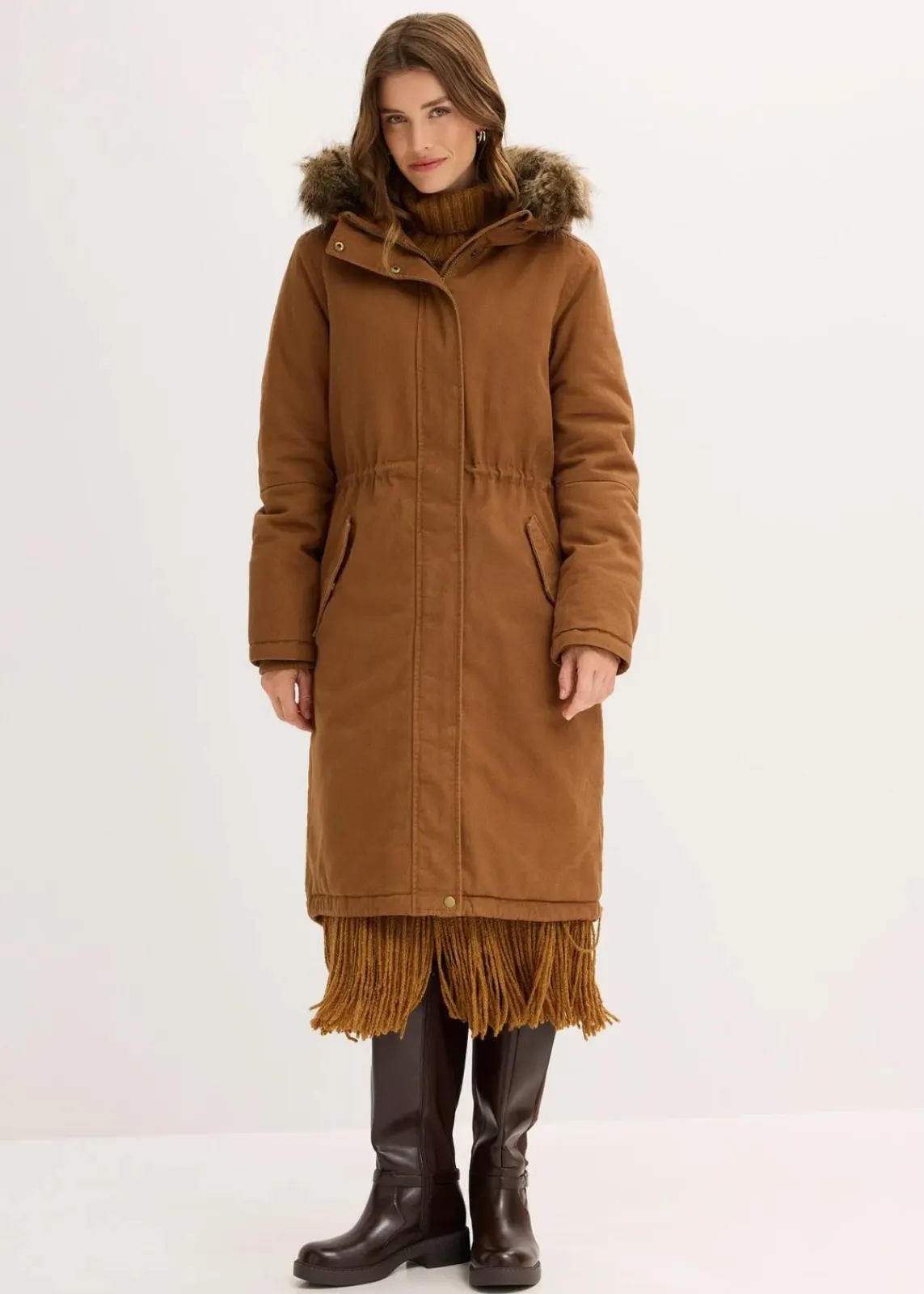 bonprix Bekleidung·Hosen|Jacken & Mäntel^Wattierter Long-Parka cognac braun