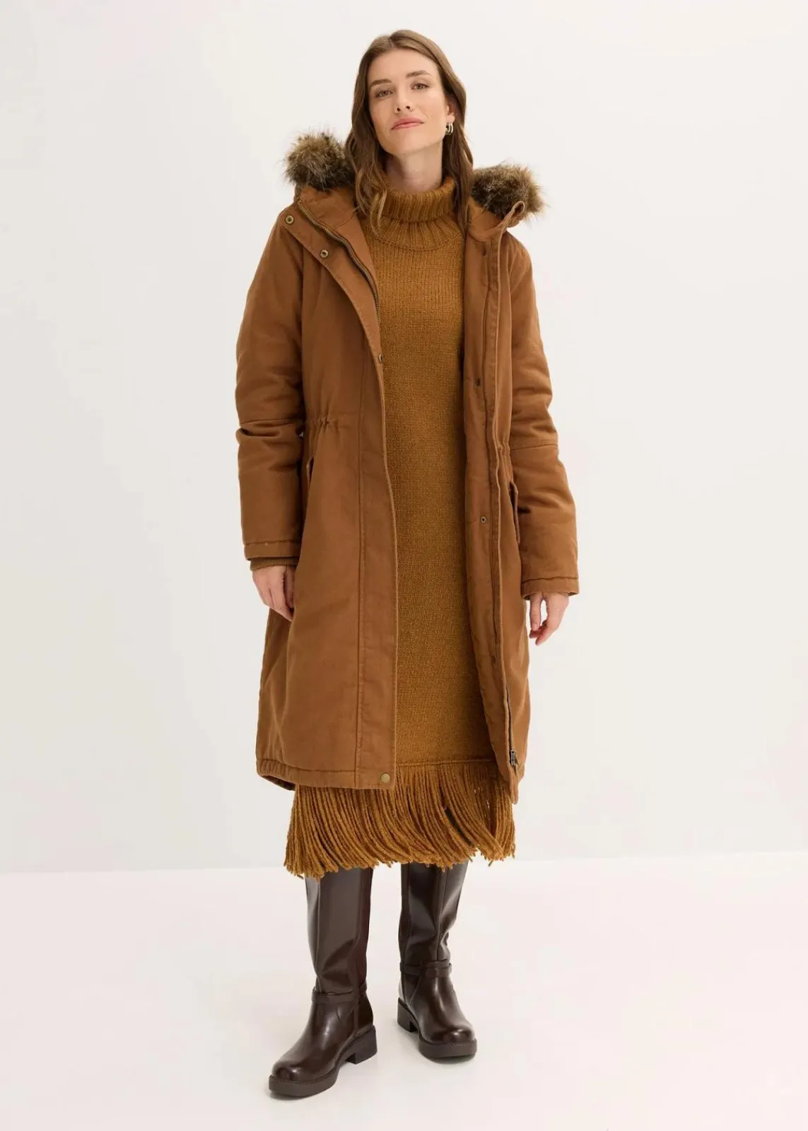 bonprix Bekleidung·Hosen|Jacken & Mäntel^Wattierter Long-Parka cognac braun