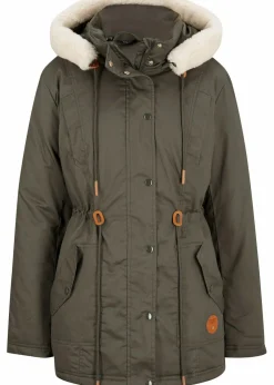 bonprix Jacken & Mäntel|Bekleidung·Hosen^Wattierter Parka mit Fellimitat-Besatz dunkeloliv