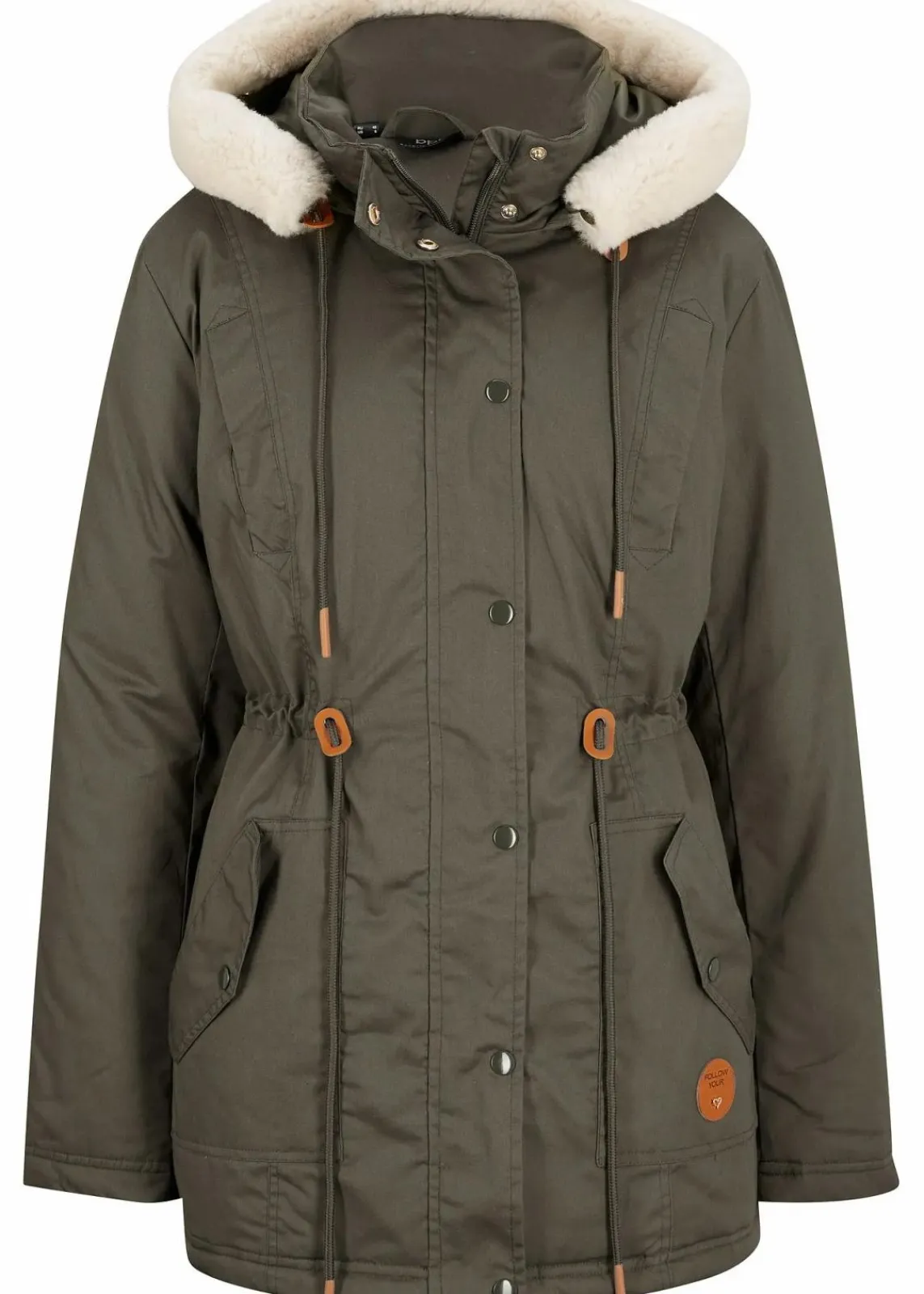 bonprix Jacken & Mäntel|Bekleidung·Hosen^Wattierter Parka mit Fellimitat-Besatz dunkeloliv