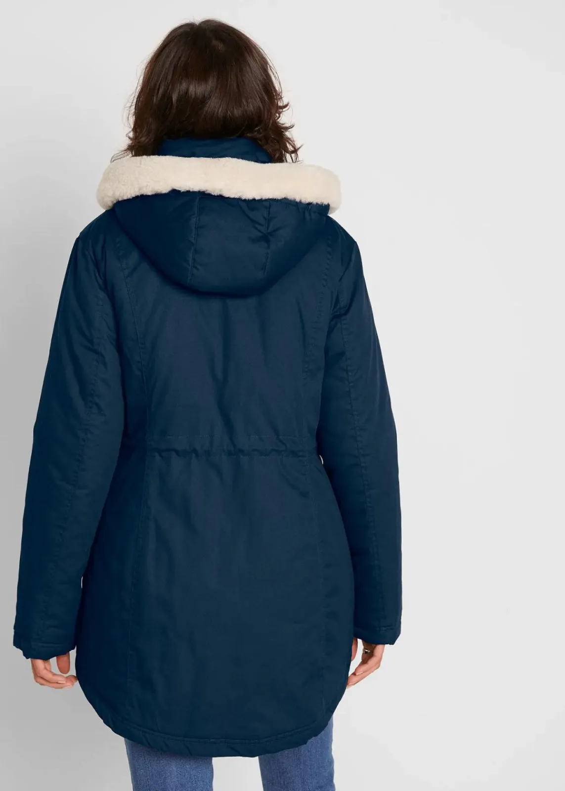 bonprix Jacken & Mäntel|Bekleidung·Hosen^Wattierter Parka mit Fellimitat-Besatz dunkelblau