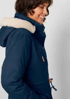 bonprix Jacken & Mäntel|Bekleidung·Hosen^Wattierter Parka mit Fellimitat-Besatz dunkelblau