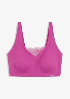 bonprix Nachhaltigere Materialien|Seamless^Wattiertes Feel Comfort Lasercut Bralette dunkelfuchsia