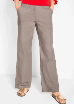 bonprix Hosen|Bekleidung·Kleider^Webhose aus Leinen-Baumwoll-Mix taupe
