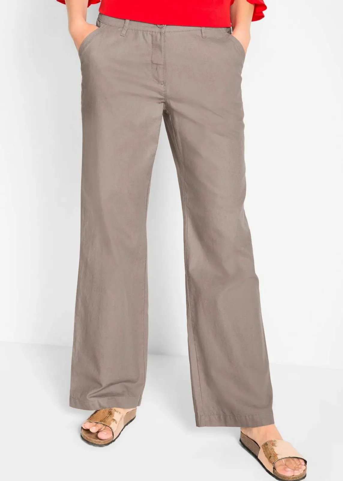 bonprix Hosen|Bekleidung·Kleider^Webhose aus Leinen-Baumwoll-Mix taupe
