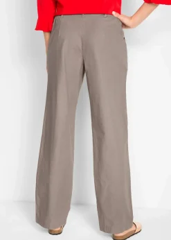 bonprix Hosen|Bekleidung·Kleider^Webhose aus Leinen-Baumwoll-Mix taupe