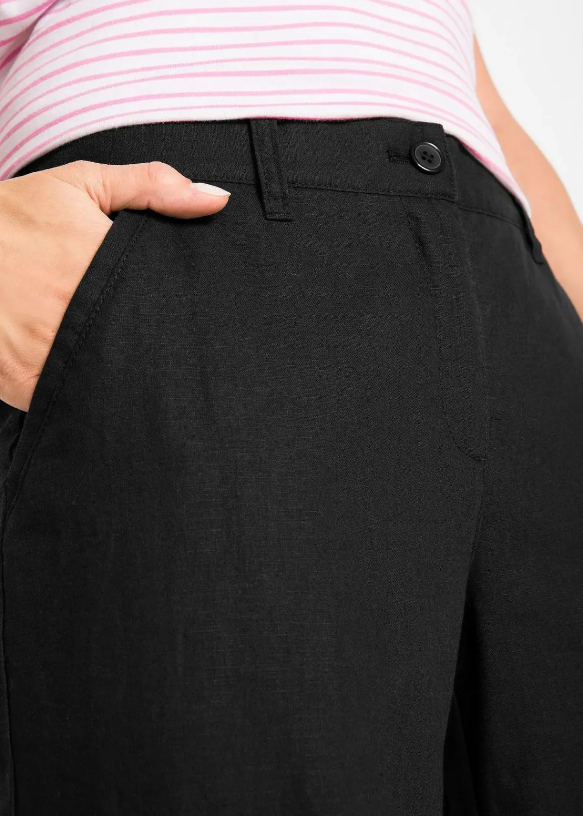 bonprix Bekleidung·Kleider|Hosen^Webhose aus Leinen-Baumwoll-Mix schwarz