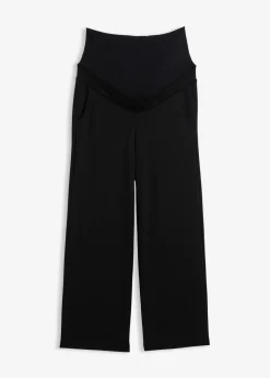 bonprix Bekleidung·Blazer|Umstandsmode^Weiche Umstandshose aus bequemen Punto di Roma, weites Bein schwarz