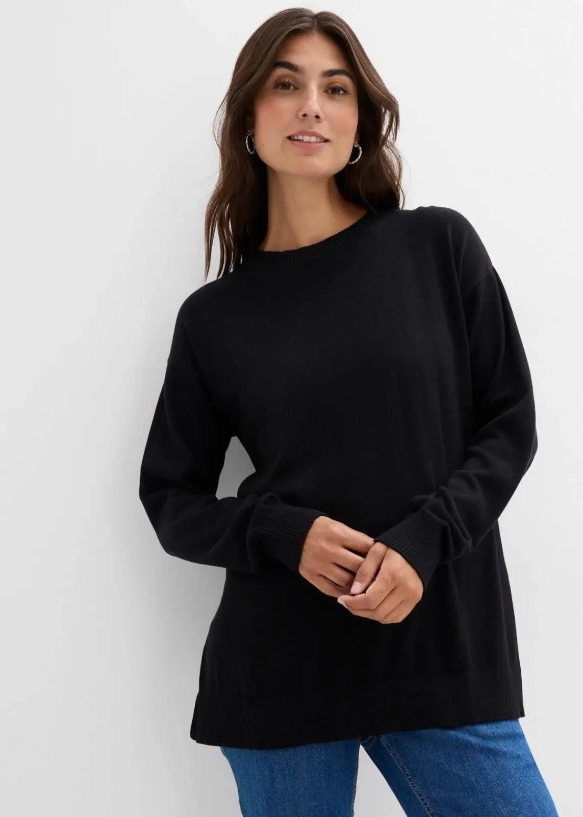 bonprix Bekleidung·Blazer|Umstandsmode^Weicher Umstandspullover mit Stillschlitzen aus Bio-Baumwolle schwarz
