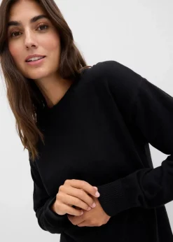 bonprix Bekleidung·Blazer|Umstandsmode^Weicher Umstandspullover mit Stillschlitzen aus Bio-Baumwolle schwarz