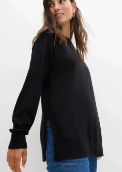 bonprix Bekleidung·Blazer|Umstandsmode^Weicher Umstandspullover mit Stillschlitzen aus Bio-Baumwolle schwarz