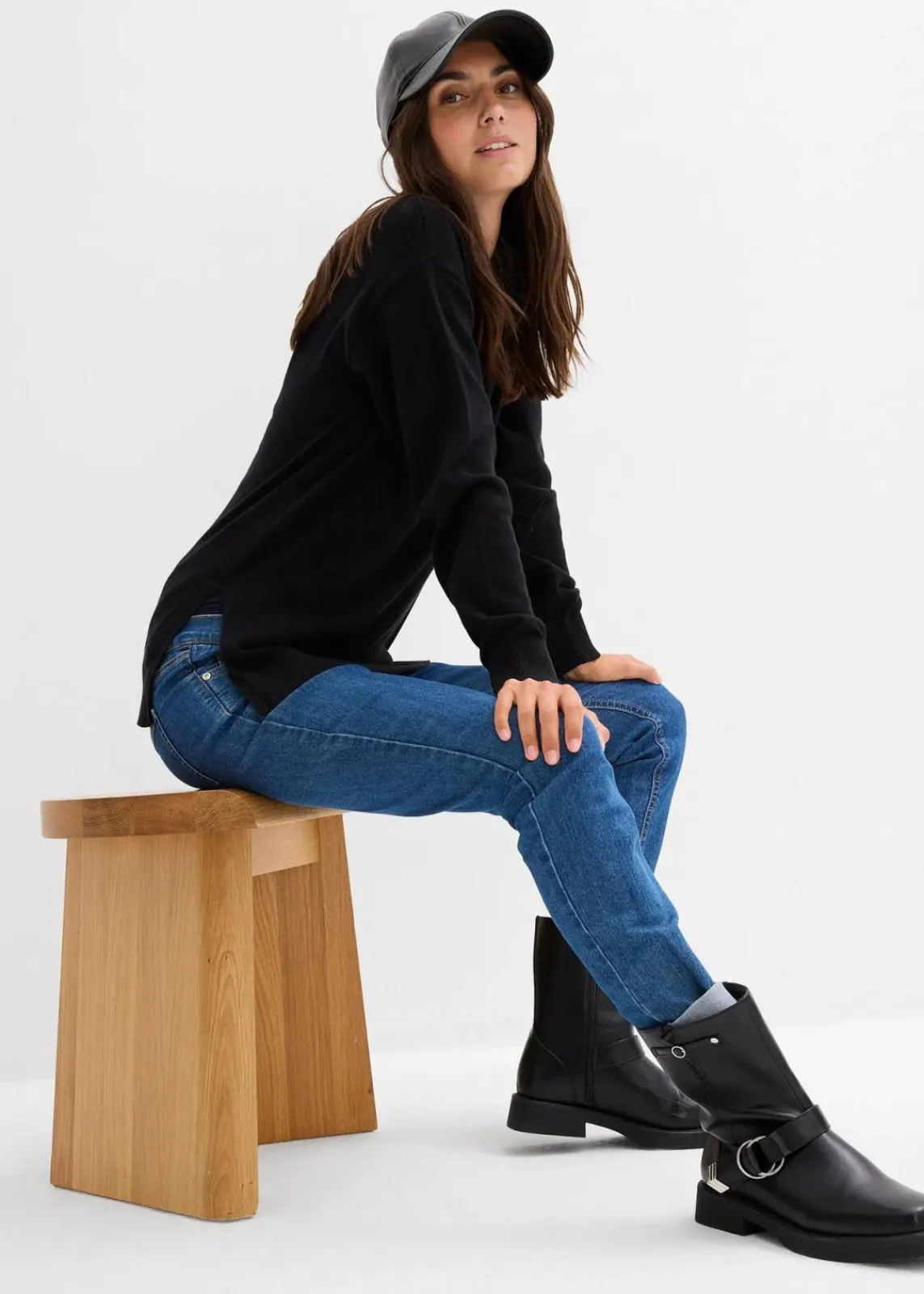 bonprix Bekleidung·Blazer|Umstandsmode^Weicher Umstandspullover mit Stillschlitzen aus Bio-Baumwolle schwarz