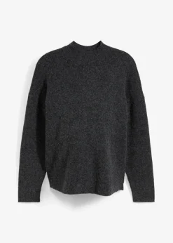 bonprix Bekleidung·Blazer|Nachhaltigere Materialien^Weicher Umstands-und Stillpullover mit Schlitz schwarz meliert