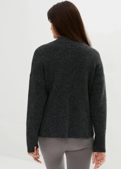 bonprix Bekleidung·Blazer|Nachhaltigere Materialien^Weicher Umstands-und Stillpullover mit Schlitz schwarz meliert