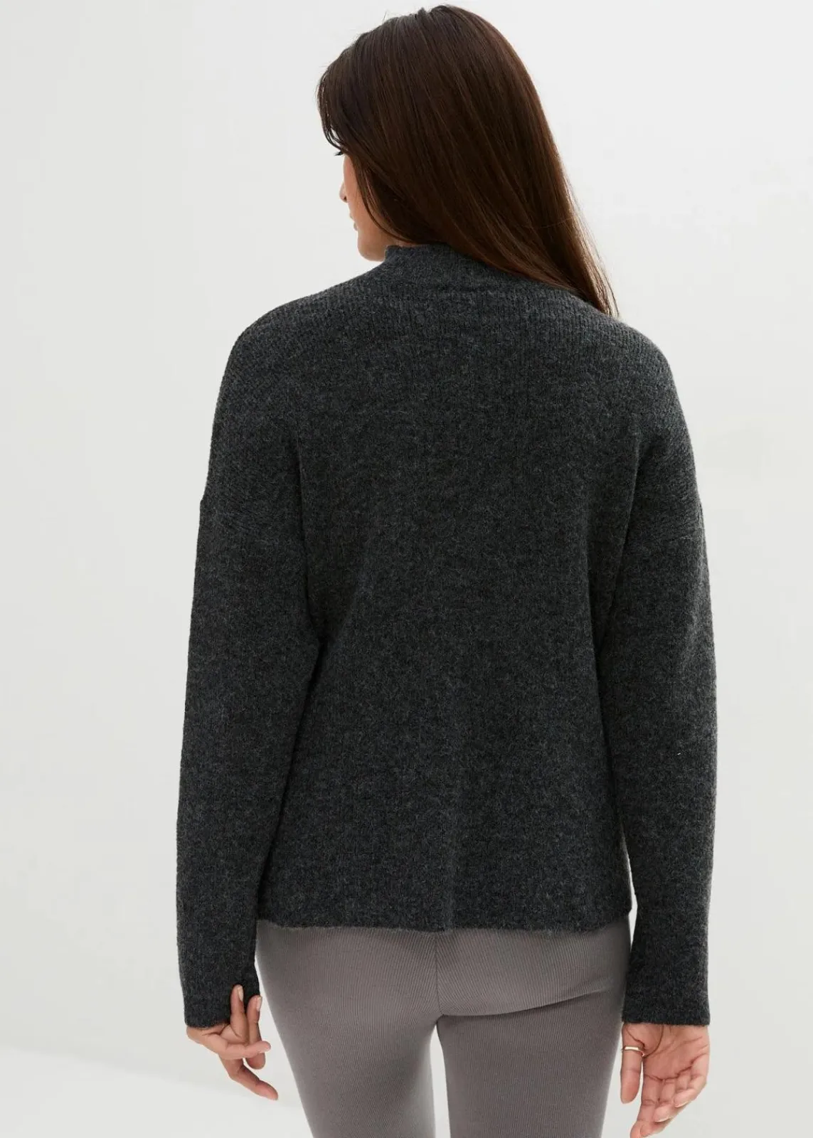 bonprix Bekleidung·Blazer|Nachhaltigere Materialien^Weicher Umstands-und Stillpullover mit Schlitz schwarz meliert