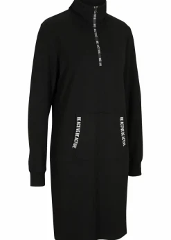 bonprix Bekleidung·Blusen & Tuniken|Bekleidung·Pullover & Strickjacken^Weiches Sweatkleid schwarz bedruckt