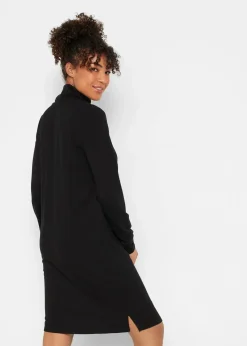 bonprix Bekleidung·Blusen & Tuniken|Bekleidung·Pullover & Strickjacken^Weiches Sweatkleid schwarz bedruckt