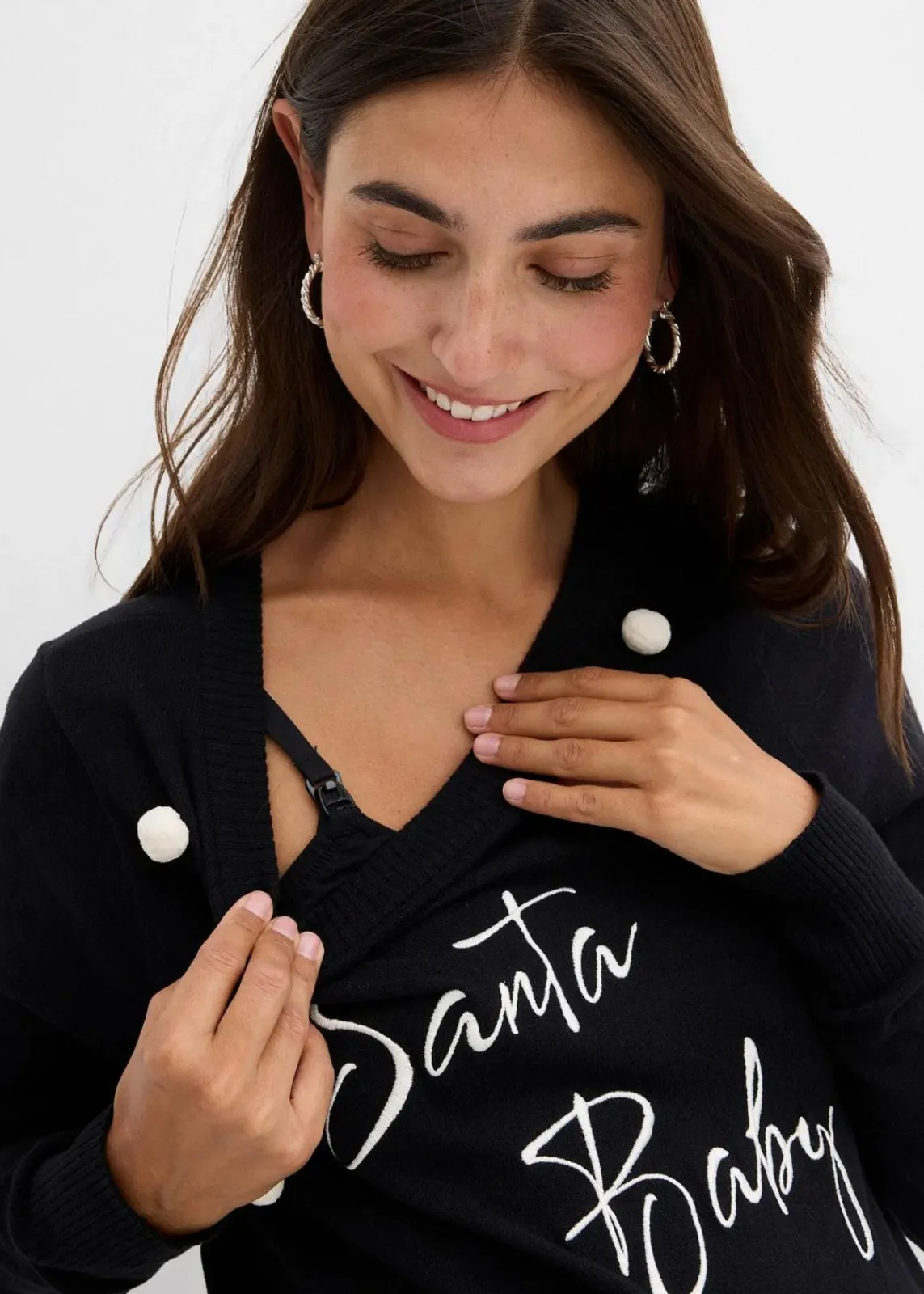 bonprix Bekleidung·Blazer|Umstandsmode^weihnachtlicher Umstandspullover aus Bio-Baumwolle schwarz/wollweiß