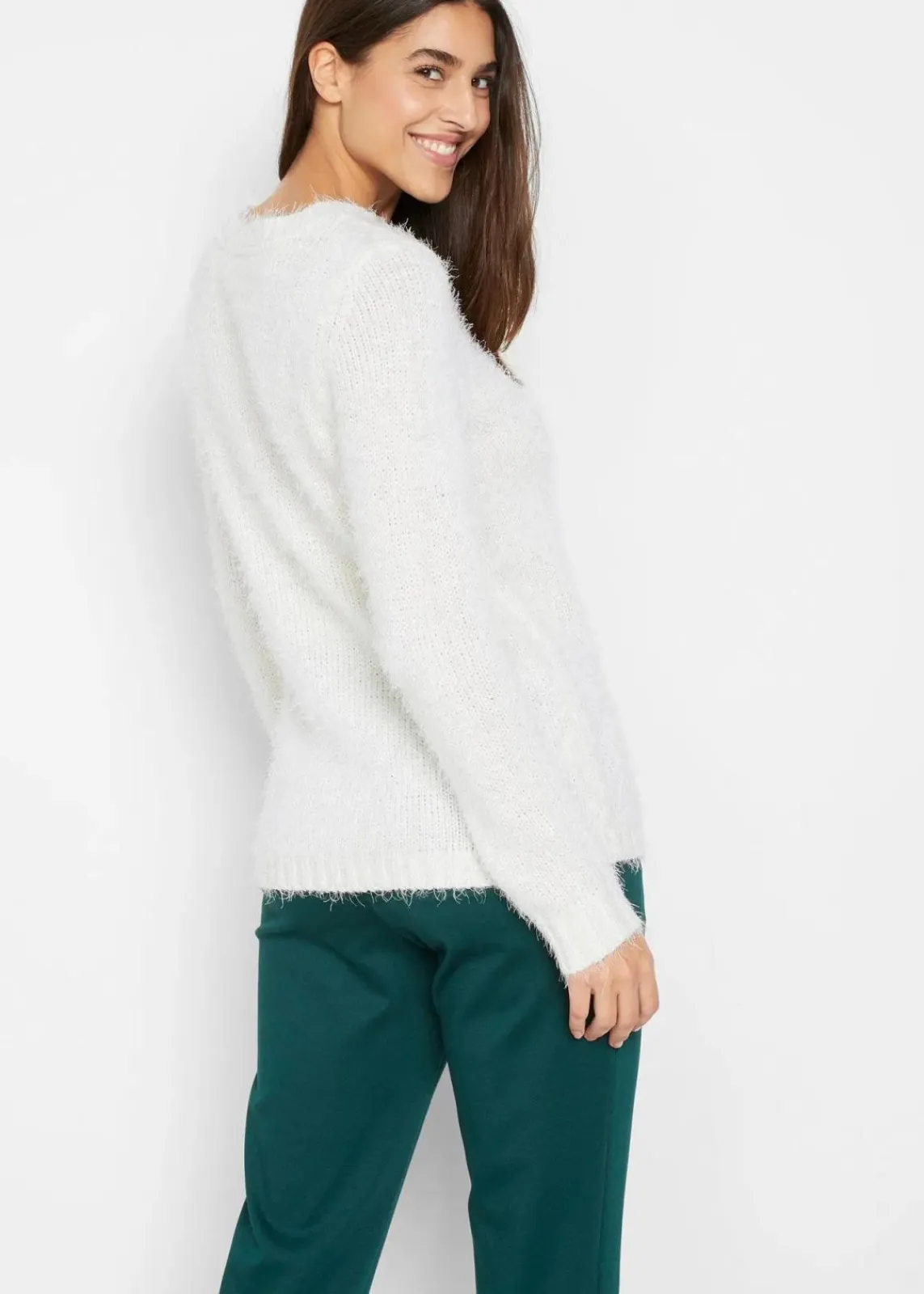 bonprix Bekleidung·Umstandsmode|Bekleidung·Jeans^Weihnachtspullover wollweiß mit weihnachtsmotiv