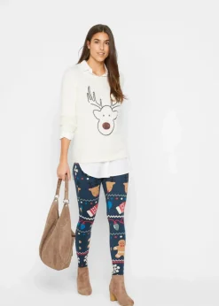 bonprix Bekleidung·Umstandsmode|Bekleidung·Jeans^Weihnachtspullover wollweiß mit weihnachtsmotiv