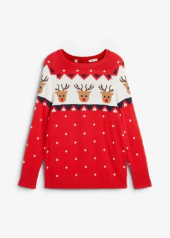 bonprix Pullover & Strickjacken|Strickmode^Weihnachtspullover erdbeere