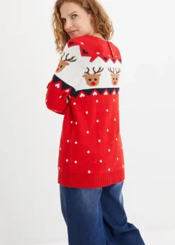 bonprix Pullover & Strickjacken|Strickmode^Weihnachtspullover erdbeere