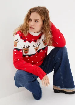 bonprix Pullover & Strickjacken|Strickmode^Weihnachtspullover erdbeere