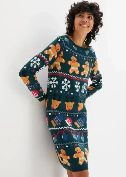 bonprix Bekleidung·Umstandsmode|Kleider^Weihnachts-Strickkleid tiefgrün