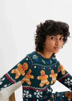 bonprix Bekleidung·Umstandsmode|Kleider^Weihnachts-Strickkleid tiefgrün