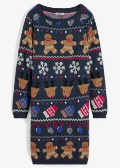bonprix Bekleidung·Umstandsmode|Kleider^Weihnachts-Strickkleid dunkelblau