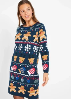 bonprix Bekleidung·Umstandsmode|Kleider^Weihnachts-Strickkleid dunkelblau