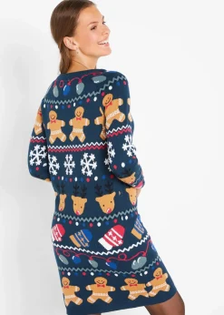 bonprix Bekleidung·Umstandsmode|Kleider^Weihnachts-Strickkleid dunkelblau