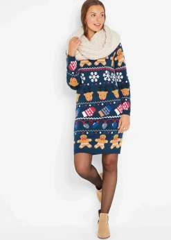 bonprix Bekleidung·Umstandsmode|Kleider^Weihnachts-Strickkleid dunkelblau