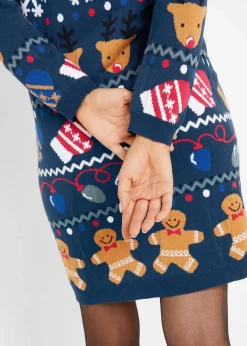 bonprix Bekleidung·Umstandsmode|Kleider^Weihnachts-Strickkleid dunkelblau