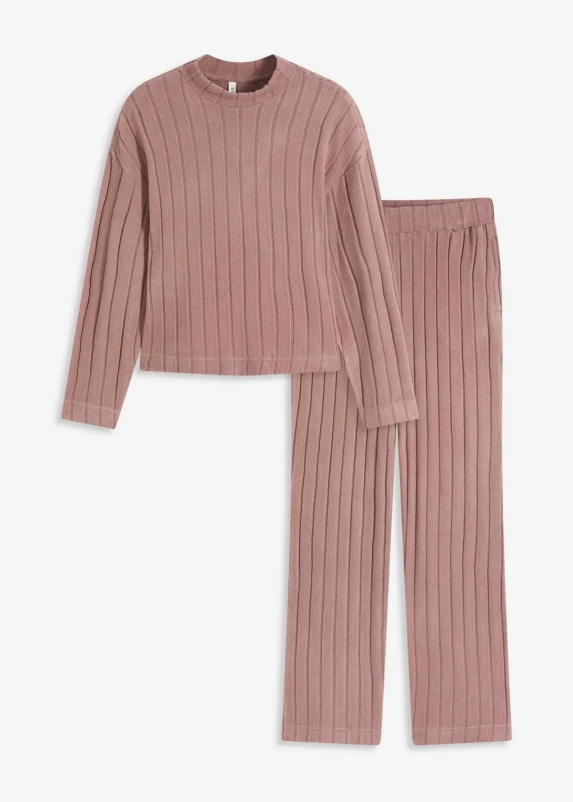 bonprix Homewear|Nachtwäsche^Weit geschnittener Loungewear Hausanzug aus weicher Rippe matt braun