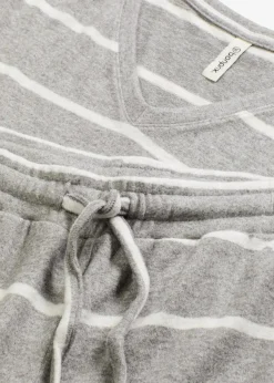 bonprix Wäsche·Homewear|Wäsche·Nachtwäsche^Weit geschnittener Loungewear Hausanzug aus weichem Material grau meliert/naturmeliert gestreift