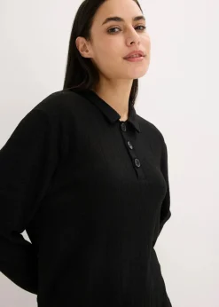 bonprix Wäsche·Homewear|Wäsche·Nachtwäsche^Weit geschnittener Loungewear Hausanzug aus weicher Rippe schwarz