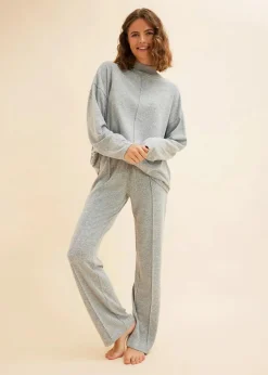 bonprix Homewear^Weit geschnittener Loungewear Hausanzug aus weicher Qualität grau meliert