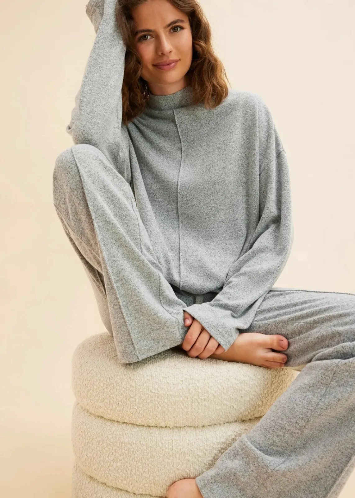 bonprix Homewear^Weit geschnittener Loungewear Hausanzug aus weicher Qualität grau meliert
