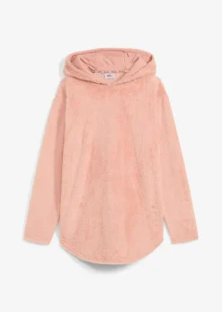 bonprix Wäsche·Homewear|Bekleidung·Strickmode^Weit geschnittener Loungewear Kuschel-Fleece Longpullover vintagerosa