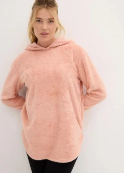 bonprix Wäsche·Homewear|Bekleidung·Strickmode^Weit geschnittener Loungewear Kuschel-Fleece Longpullover vintagerosa