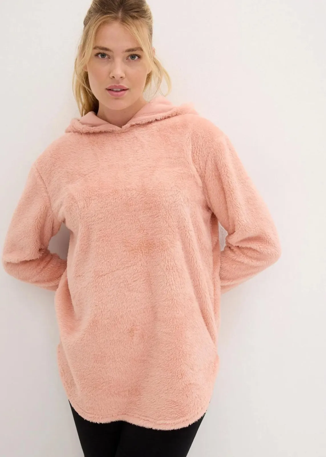 bonprix Wäsche·Homewear|Bekleidung·Strickmode^Weit geschnittener Loungewear Kuschel-Fleece Longpullover vintagerosa