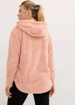 bonprix Wäsche·Homewear|Bekleidung·Strickmode^Weit geschnittener Loungewear Kuschel-Fleece Longpullover vintagerosa