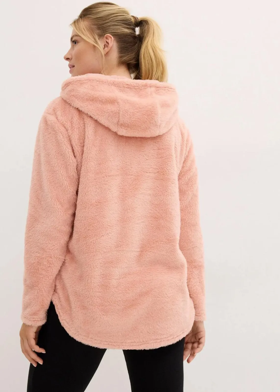 bonprix Wäsche·Homewear|Bekleidung·Strickmode^Weit geschnittener Loungewear Kuschel-Fleece Longpullover vintagerosa