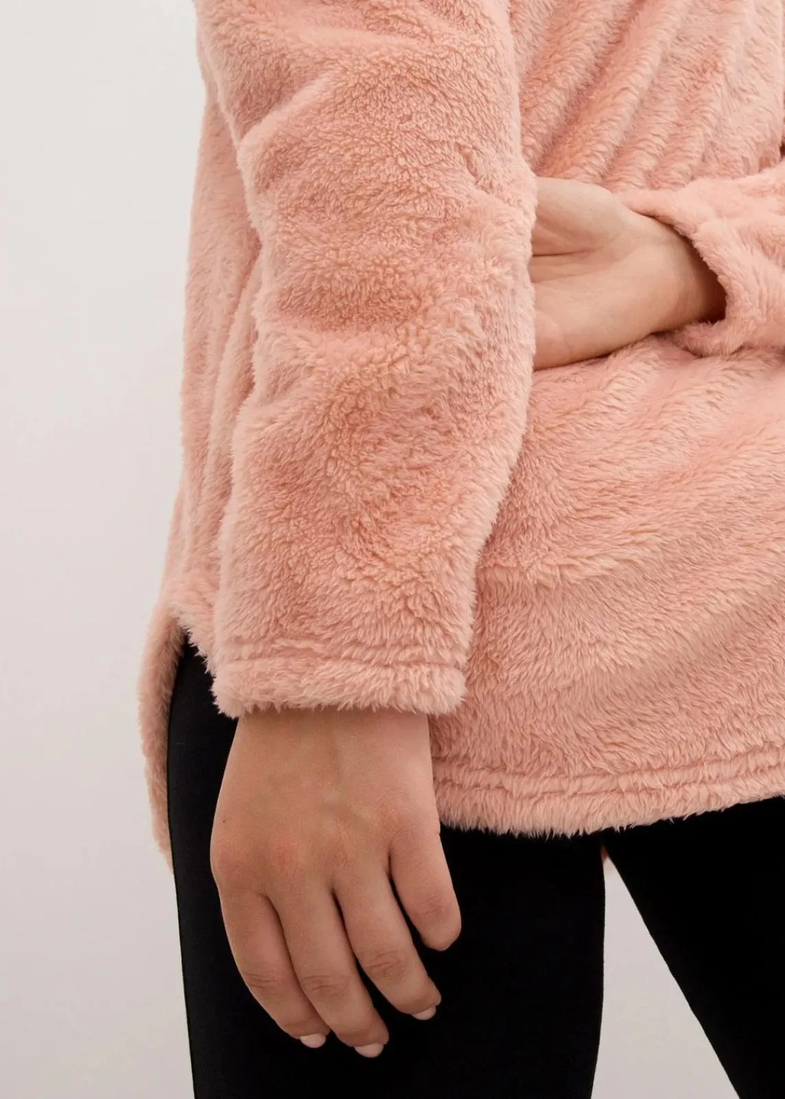 bonprix Wäsche·Homewear|Bekleidung·Strickmode^Weit geschnittener Loungewear Kuschel-Fleece Longpullover vintagerosa