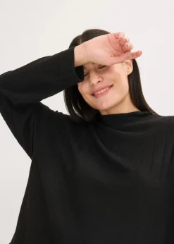 bonprix Homewear|Nachtwäsche^Weit geschnittener Loungewear Hausanzug aus weicher Rippe schwarz