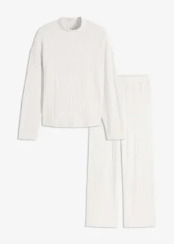 bonprix Wäsche·Homewear|Wäsche·Nachtwäsche^Weit geschnittener Loungewear Hausanzug aus weicher Rippe naturmeliert