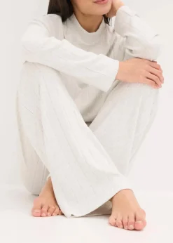 bonprix Wäsche·Homewear|Wäsche·Nachtwäsche^Weit geschnittener Loungewear Hausanzug aus weicher Rippe naturmeliert